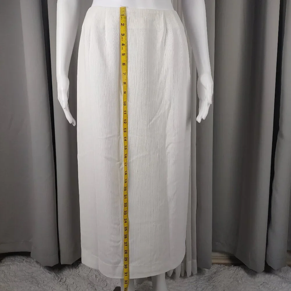 Larry Levine Petite 6P White Textured Midi Pencil Skirt Career Lined 31'' - Picture 5 of 9